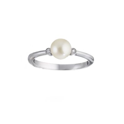 9ct white gold cultured pearl and diamond ring - Product number 5408415
