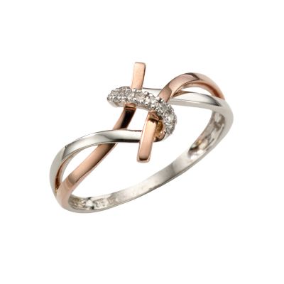 9ct white and rose gold diamond ring - Product number 5409489