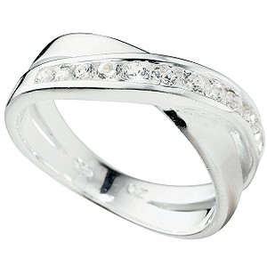 Sterling Silver Cubic Zirconia Channel Set Ring - Size L