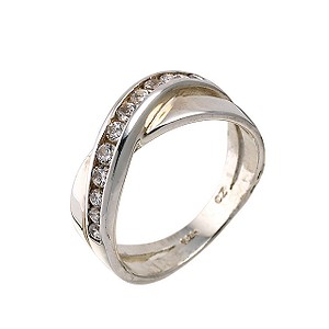 sterling Silver Cubic Zirconia Channel Set Ring - Size P