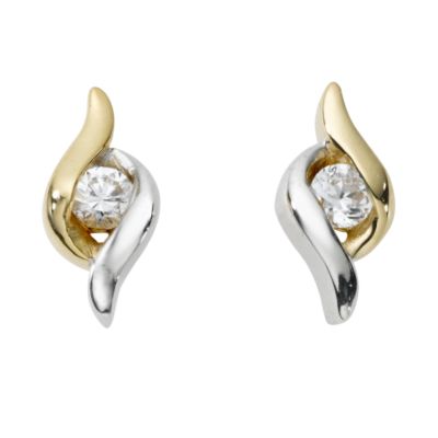 9ct two-colour gold twirl stud earrings - Product number 5416302