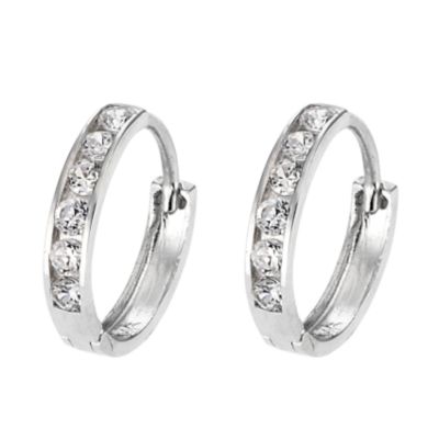 9ct white gold cubic zirconia hoop earrings - Product number 5416396