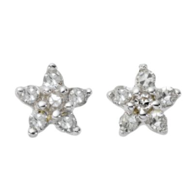 9ct white gold diamond flower stud earrings - Product number 5416663