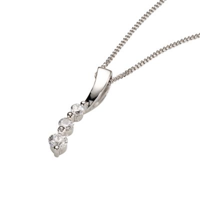 9ct white gold cubic zirconia pendant