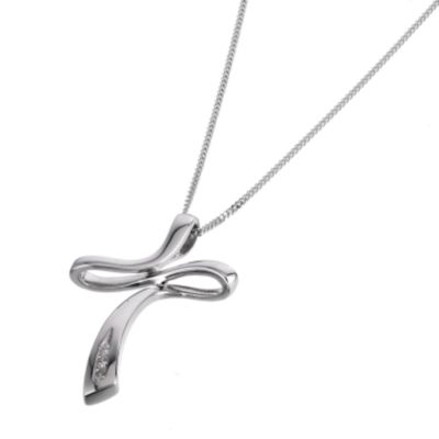 9ct white gold and diamond liquid crucifix - Product number 5417678
