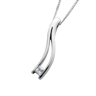 9ct white gold cubic zirconia pendant