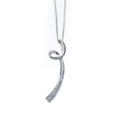9ct white gold diamond ribbon pendant