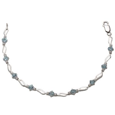 9ct White Gold Blue Topaz Wave Bracelet - Product number 5419212