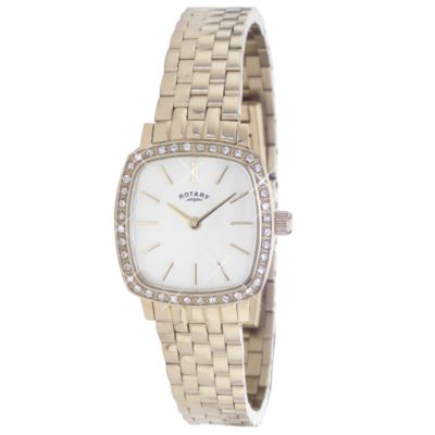 Rotary ladies' gold-plated crystal-set bracelet watch