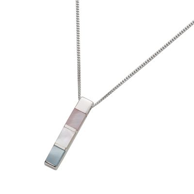 Pink, Blue and White Mother-of-pearl Bar Pendant