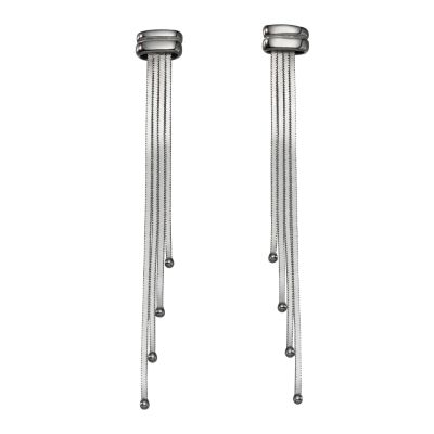 18ct white gold strand drop earrings