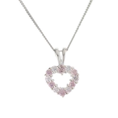 Pink And White Cubic Zirconia Love Heart Necklace - Product number 5423864