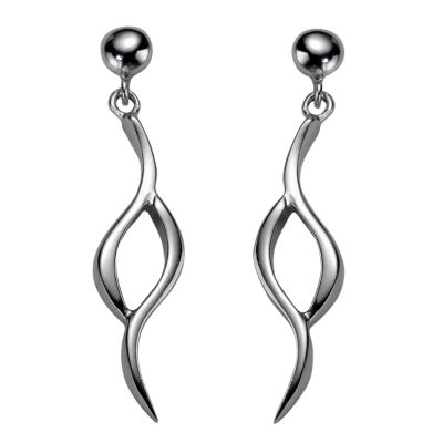 9ct white gold swirl drop earrings