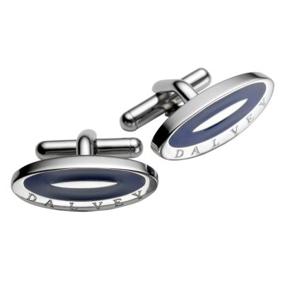 Dalvey Eclipse stainless steel blue enamel cufflinks - Product number 5447313