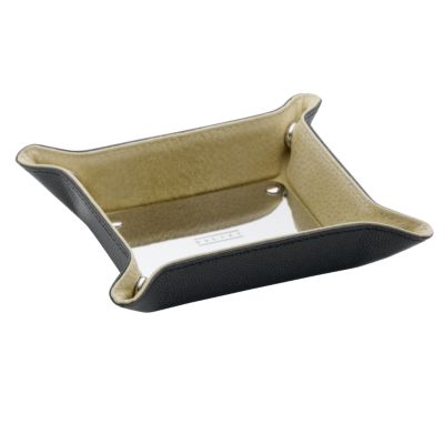 Dalvey black leather tray - small