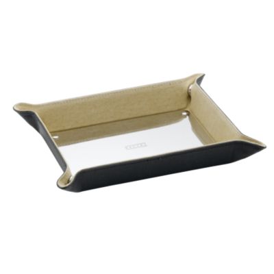 Dalvey black leather tray - medium