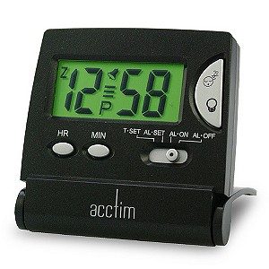 Mini LCD Flip Black Travel Alarm Clock