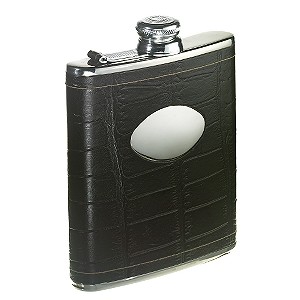 Classic Collection 6oz Black Leather Hip Flask