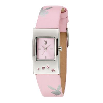 Playboy Ladiesand#39; Pink Leather Strap Watch
