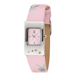 Playboy Ladiesand#39; Pink Leather Strap Watch