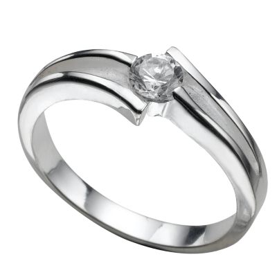 Sterling silver cubic zirconia ring - large