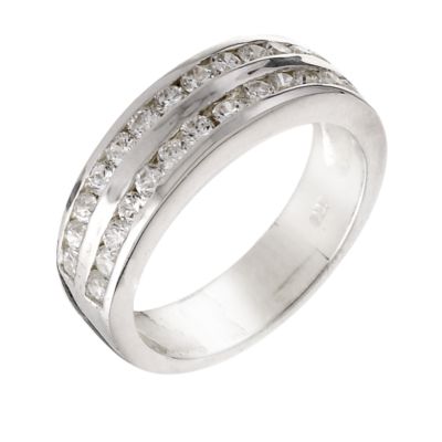 Silver double row cubic zirconia ring - large - Product number 5477190