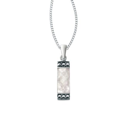 Sterling silver mother of pearl and marcasite pendant