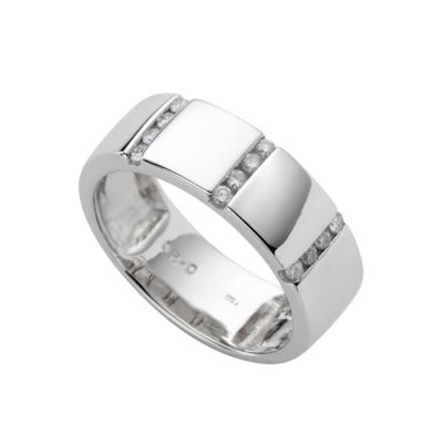 Men's 18ct white gold fifth carat diamond wedding ring