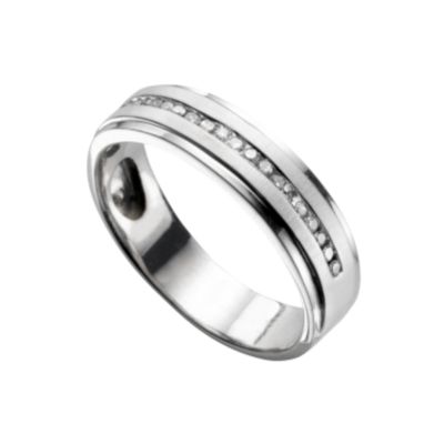 Men's 18ct white gold diamond wedding ring