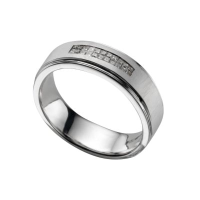 Men's 18ct white fifth carat diamond wedding ring - Product number 5498058