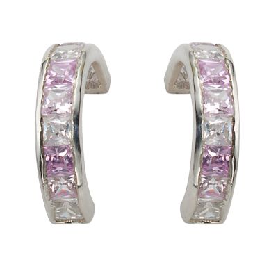 Silver Pink, White and Lavender Channel Set Earrings