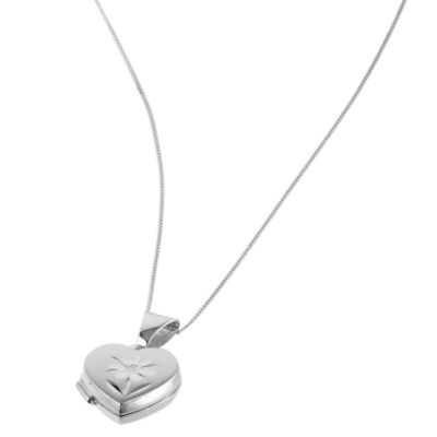 9ct White Gold Diamond Cut Heart Locket - Product number 5550041
