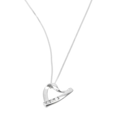 9ct White Gold Cubic Zirconia Set Twist Heart Pendant - Product number ...