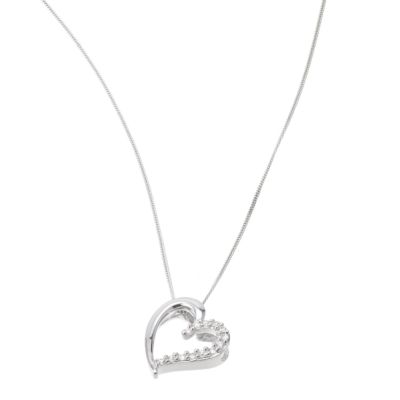 9ct White Gold Cubic Zirconia Set Heart Pendant - Product number 5550432