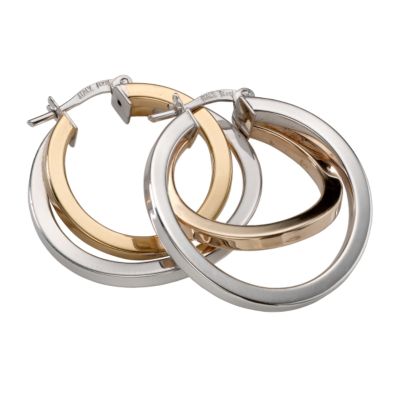 9ct Two Colour Gold Creole Earrings - Product number 5551757