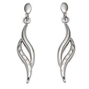 9ct White Gold Flame Drop Earrings