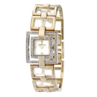 AK Anne Klein Anne Klein Gold Plated Stone-Set Bracelet Watch