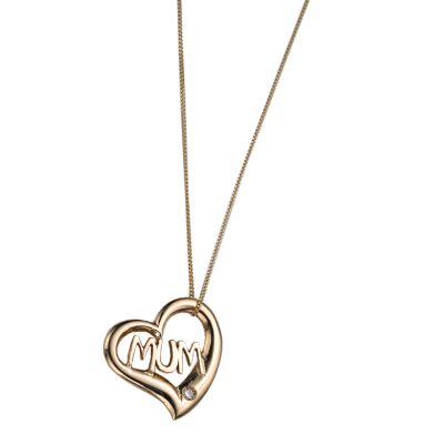 9ct Gold ''Mum'' Diamond Pendant