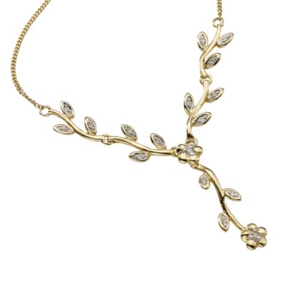 9ct gold diamond flower necklace - Product number 5564018