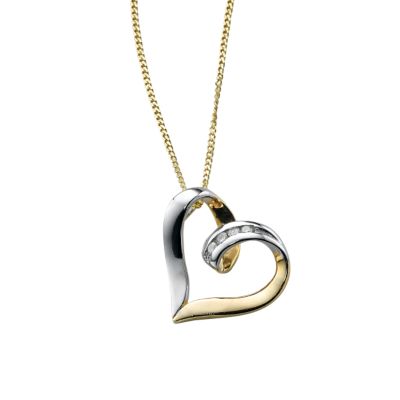 9ct two-colour gold diamond heart pendant - Product number 5566908