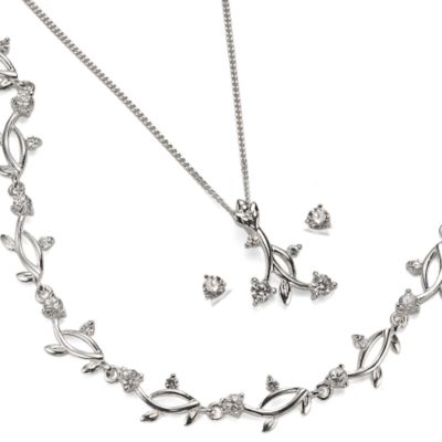 Silver Leaf Pendant, Bracelet and Earring Set - Product number 5567807