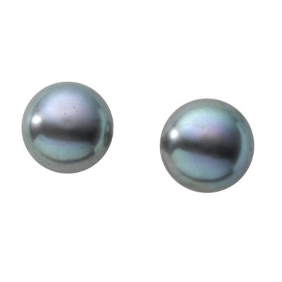 9ct white gold black cultured freshwater pearl stud earrings - Product number 5569087