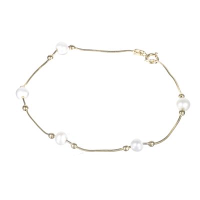 9ct gold cultured freshwater pearl snake bracelet
