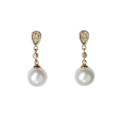 9ct gold cultured freshwater pearl diamond earrings - Product number 5569206