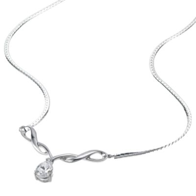 Unbranded 9ct white gold cubic zirconia squiggle necklace