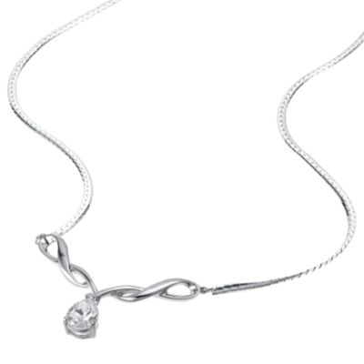 9ct white gold cubic zirconia squiggle necklace