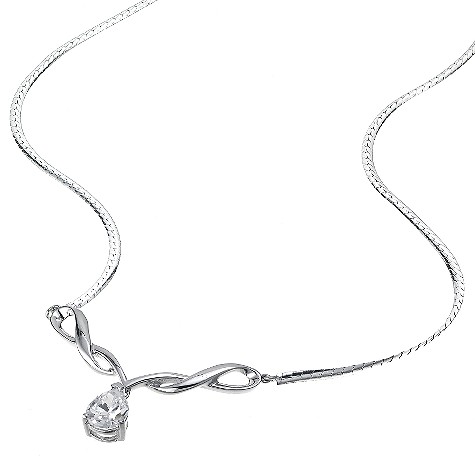9ct white gold cubic zirconia squiggle necklace