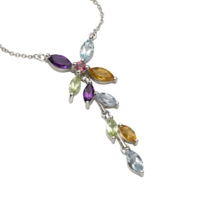 9ct white gold multi-stone necklace - Product number 5569885