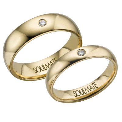 Soulmate 18ct Gold Bride and Groom Wedding Set