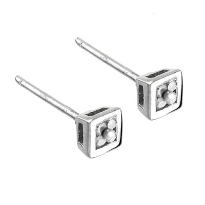 9ct white gold four diamond stud earrings - Product number 5577322